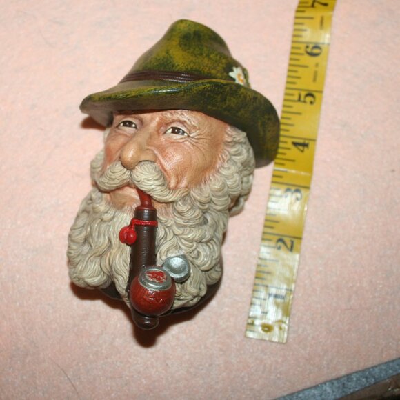 Vintage Tyrolean Bosson Mask Head Character Pancho Chalkware Wall Plaque - Picture 7 of 7